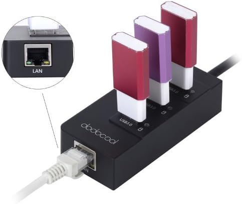 dodocool 3-Port USB 3.0 Hub with 1 RJ45 Gigabit Ethernet Lan Wired Network Adapter