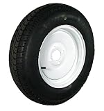 13 x 4.5 White Plain Trailer Wheel with radial ST17580R13C Tire Mounted (4-4 bolt circle)