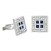 Sterling Silver Simulated Diamond and Dark Blue cz Square Design Cuff Links Cufflink