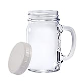 #6 Gift: 6 PAK - Almost Unbreakable Mason Jar Mugs w/plastic lids - HercuGlass Treated to withstand abuse that fractures ordinary glass.