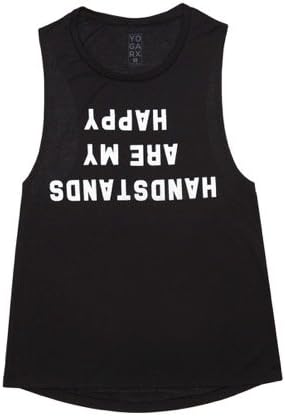 Yoga Rx Women's Handstands Are My Happy Tank Top Black (Medium)
