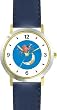 Hey Diddle Diddle - The Cow Jumped Over the Moon No.1 - from Mother Goose by Artist: Sylvia Long - WATCHBUDDY&reg; DELUXE TWO-TONE THEME WATCH - Arabic Numbers - Blue Leather Strap-Size-Large ( Men's Size or Jumbo Women's Size )