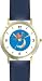 Hey Diddle Diddle - The Cow Jumped Over the Moon No.1 - from Mother Goose by Artist: Sylvia Long - WATCHBUDDY&reg; DELUXE TWO-TONE THEME WATCH - Arabic Numbers - Blue Leather Strap-Size-Large ( Men's Size or Jumbo Women's Size )