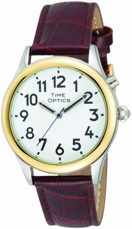 TimeOptics Men's Talking Two-Tone Day-Date Alarm Leather Strap Watch # GWC127T