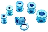 Neon Blue Titanium Threaded Earlets - Sold as a Pair - 8 gauge to 0 gauge