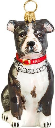 The Pet Set Blown Glass European Dog Ornament by Joy to the World Collectibles - Brindle Staffordshire Pit Bull Terrier