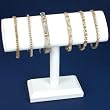 White Leather Oval T-Bar Bracelet & Necklace Jewelry Display