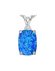 Original Star K (tm) Large 14x10mm Cushion Cut Created Blue Opal Pendant in 925 Sterling Silver