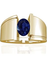 18K Yellow Gold Oval Cut Blue Sapphire Solitaire Ring (GIA Certificate)