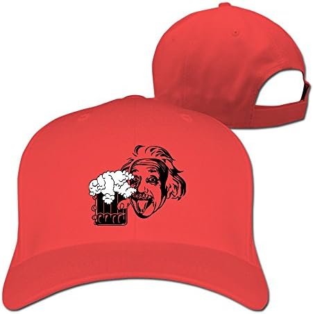 Drink Genius Funny Albert Einstein Unisex Adjustable Solid Trucker Cap Red