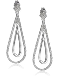 Sterling Silver Drop Shape Diamond Earrings (3/8 Cttw, I-J Color, I2-I3 Clarity)