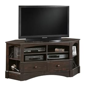 Corner TV Stand Entertainment Center - Antiqued Finish