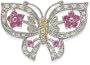 Sterling Silver Tourmaline & Citrine Butterfly Style Brooch