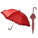 Red Girls Umbrella for Kids - Parasol Design with Ruffles