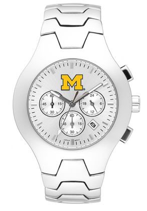 Michigan Wolverines NCAA Men's Hall of Fame Watch with Stainless Steel Bracelet
