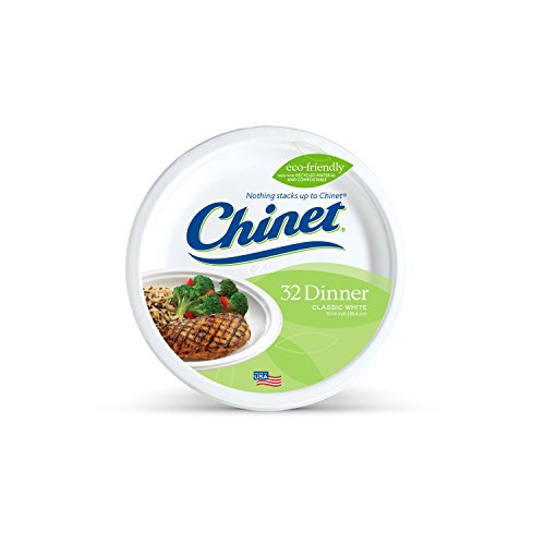 Chinet Classic White Dinner Plates, Value Pack, 32-Count