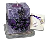 Pelindaba Lavender Decorative/Aromatherapy Square Candle on glass tray - soy & palm wax - magenta