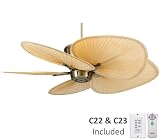 Fanimation Fans FP1820AB 52" Sandella Tropical Brass Ceiling Fan w/ Wall - Remote & ISP1 Blades