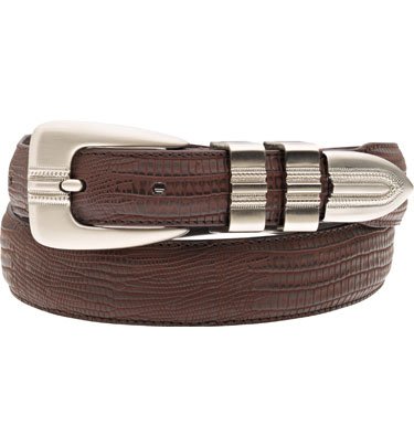 Snake Eyes Mens Embossed Lizard Skin Belt( COLOR: Brown, WAIST:44 )