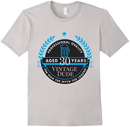 Men's 30th Birthday Gift, born 1986 aged 30 years vintage T Shirt Medium Silver