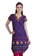 Meena Bindra Women's Indian Tunic Kurta with Geometric Neon Accents