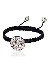 Rose Cut Diamond Round Charm Macrame Bracelet 14kt Gold Handmade Jewelry