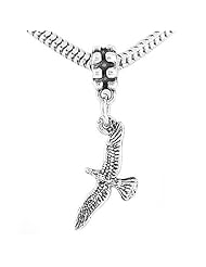 Sterling Silver Double Sided Seagull Bird Dangle Bead Charm