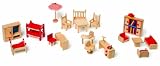 Lot complet de meubles et mobiliers en bois pour mini poupées ou Playmobil