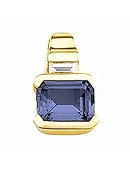 14K Yellow Gold Emerald Cut Tanzanite and Diamond Pendant -- LIFETIME WARRANTY