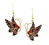 Hand enameled monarch butterfly french wire earrings
