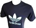 Adidas Originals Mens Retro short sleeve Navy T Shirt Top with Trefoil Badge