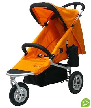 Air Buggy Mimi 3-Wheeler Pushchair - Silver/Soft Orange