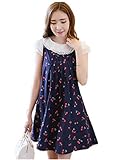 【TPGROWIN】 マタニティ ウェア ワンピース サクランボ柄 エレガント 外出着 妊婦服 Aライン 通勤 カジュアル 産前 産後 (XL, ネイビー)