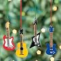 Set of 4 Resin GUITAR CHRISTMAS TREE GIFT ORNAMENTS BASS/Electric/ACOUSTIC/Fender