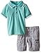 Calvin Klein Baby-Boys Jersey Polo Shirt and Yarn Dyed Plaid Shorts, Green, 18 Months