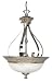 Nuvo Lighting 60/2492 Rockport/Milano 3-Light Small Bowl Pendant with Alabaster Swirl Glass, Brushed Nickel
