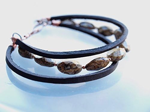 Picture Jasper, Copper, and Leather Bracelet