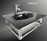 24 Inch Wall Mount Bathroom Vanity Black Glittering Vessel Sink Combo Set Hcp31