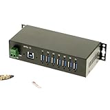 CoolGear USB 3.0 7-Port Industrial Hub Metal Case Din-Rail GL Chip 12 Volt 5amp Power supply Included
