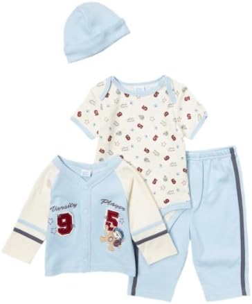 Petite Bears Boys 0-9 Months 4 Piece Varsity Pant Set (6/9 Months)