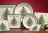 CR Gibson Christmas Tree 8-Inch Spode Appetizer/Dessert Paper Plates, 8-Pack