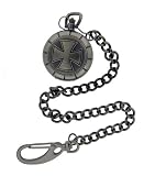 Nemesis Independent Iron Cross Gunmetal Pocket Watch with Chain
