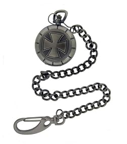 Nemesis Independent Iron Cross Gunmetal Pocket Watch with Chain