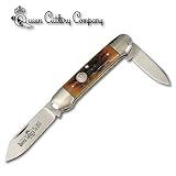 Queen Canoe 2 Blade Folding Knife w/ Stag Bone Handle