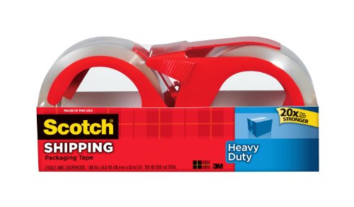 Scotch Heavy Duty Shipping Packaging Tape with Refillable Dispensers, 1.88 in x 54.6 yd, 2 Pack (3850-2RD)