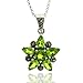 Sterling Silver Simulated Peridot Marcasite Flower