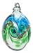 Kitras Art Glass Mini-Easter EGG Blue & Green Hand-blown Art Glass-ornament 3.5