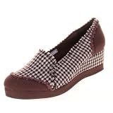 Volatile Dorie Houndstooth Platform Wedge Shoes Sneakers Brown at Volatile