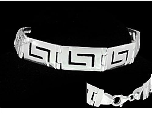 Sterling Silver Bracelet - Greek Key Links (12mm)