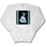 IMAGE OF Teal and blue flowered top dress on black backround with damask ribbons - Youth SweatShirt Small(6-8)